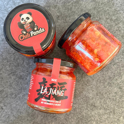 Chili Panda La Jiang  Handgemachtes Chili in Öl mit Knoblauch & Ingwer 160g