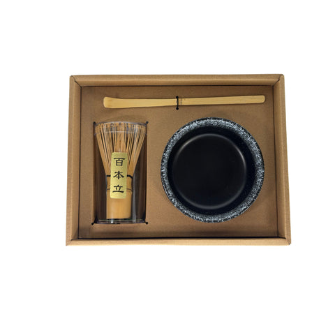 JADE TEMPLE Matcha Tee Set Porzellanschale, Bambusbesen und Bambuslöffel