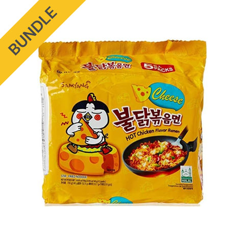 Samyang Buldak Instant Nudeln Gelb Scharfes Huhn Käse Hot chicken cheese 5 x 140 g